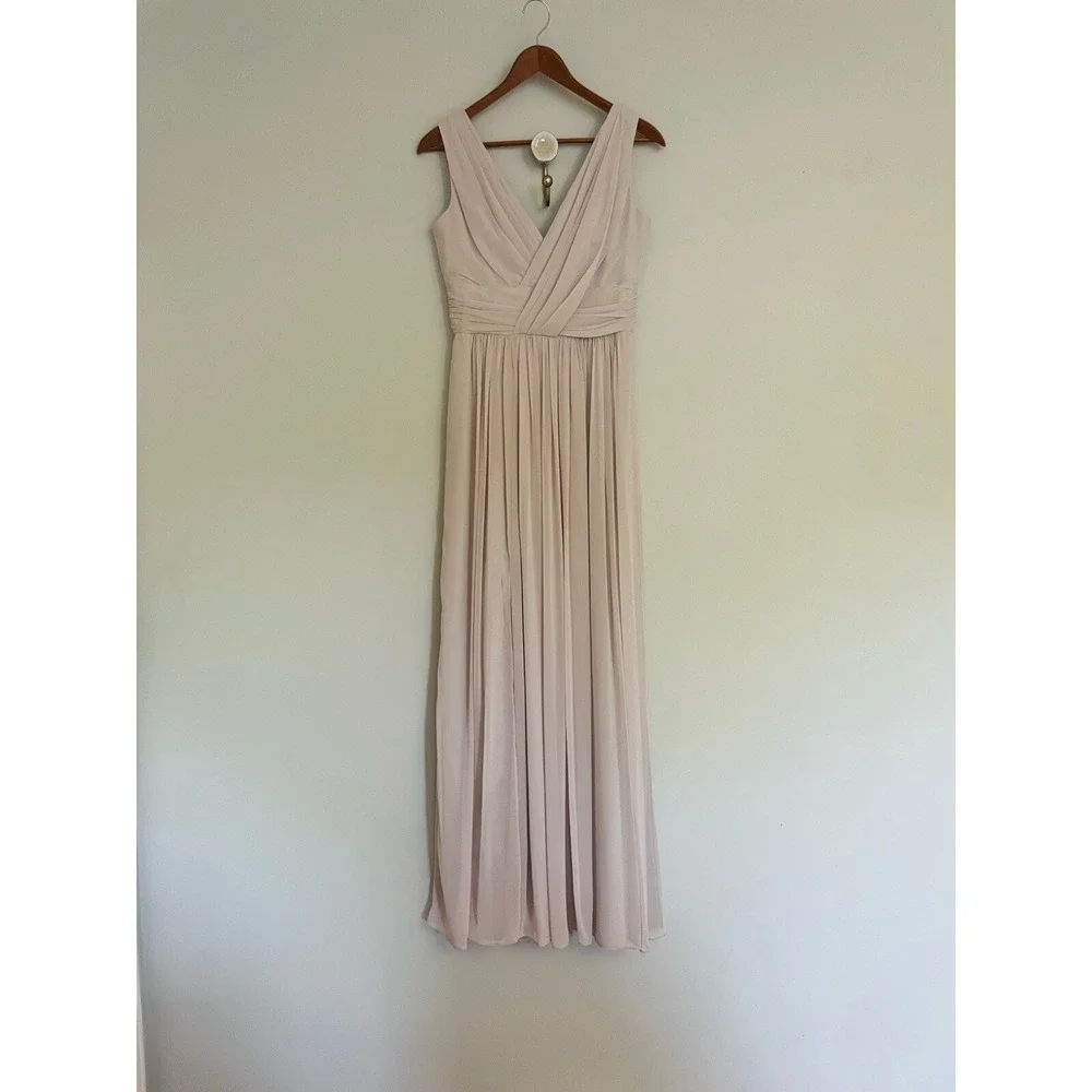 Dressy Collection Draped Chiffon Formal Sleeveless Front Slit‎ Maxi Dress Size 6